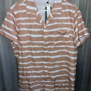 Men's Tan and White Striped Shirt